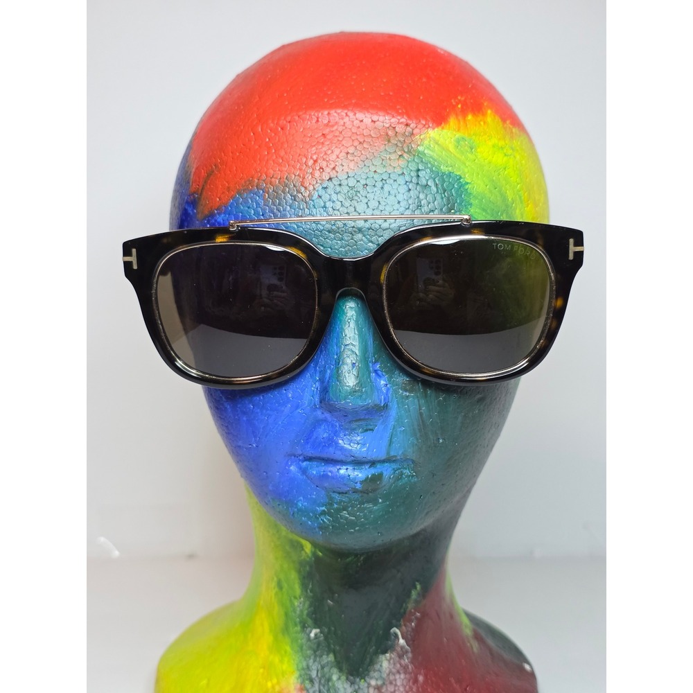 Tom Ford TF9356 52J Dark Havana Square Sunglasses with Metal Top Bar Italy Rare